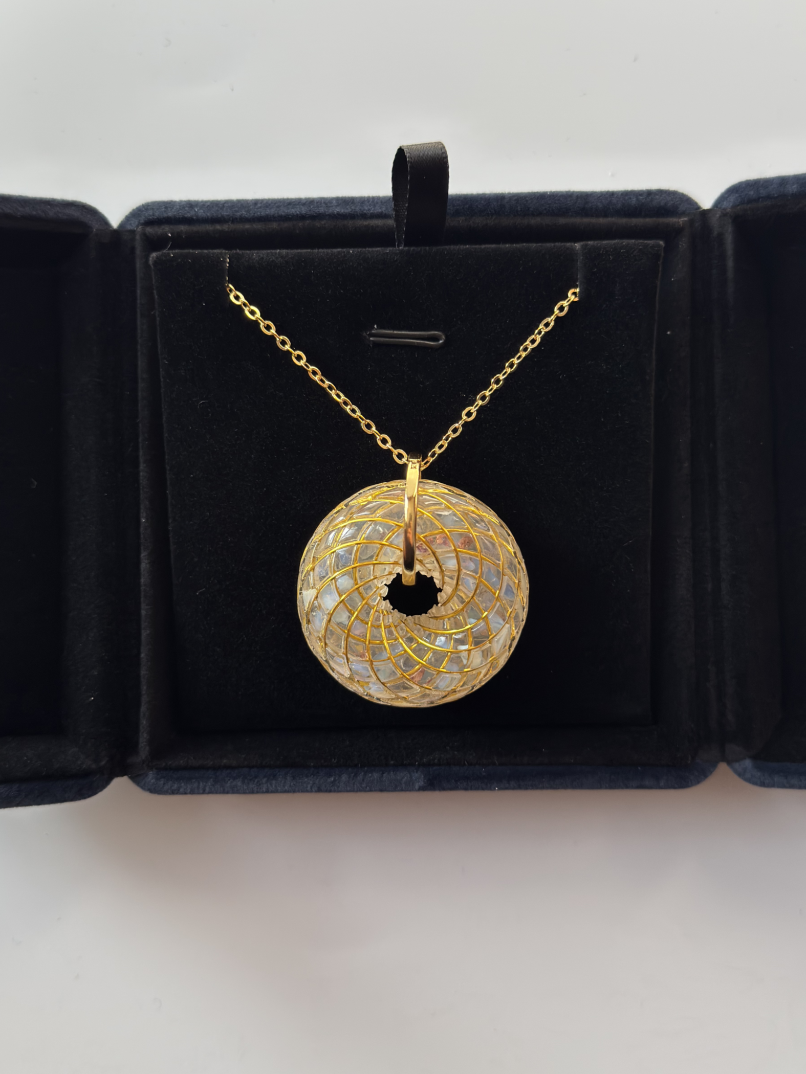 Handmade Torus Crystal Pendant Necklace Opal Sacred Geometry Orgone Jewelry Spiritual Meditation Gift