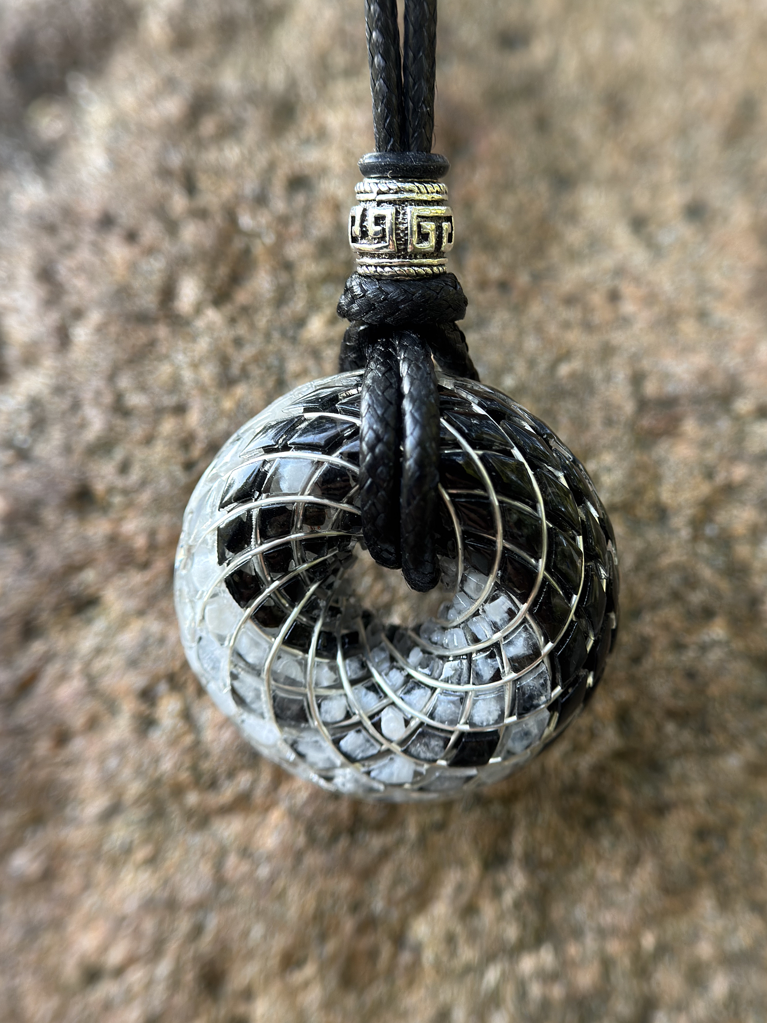 YIN YANG TaiChi Torus Crystal Pendant Necklace Opal Sacred Geometry Orgone Jewelry Spiritual Meditation Gift