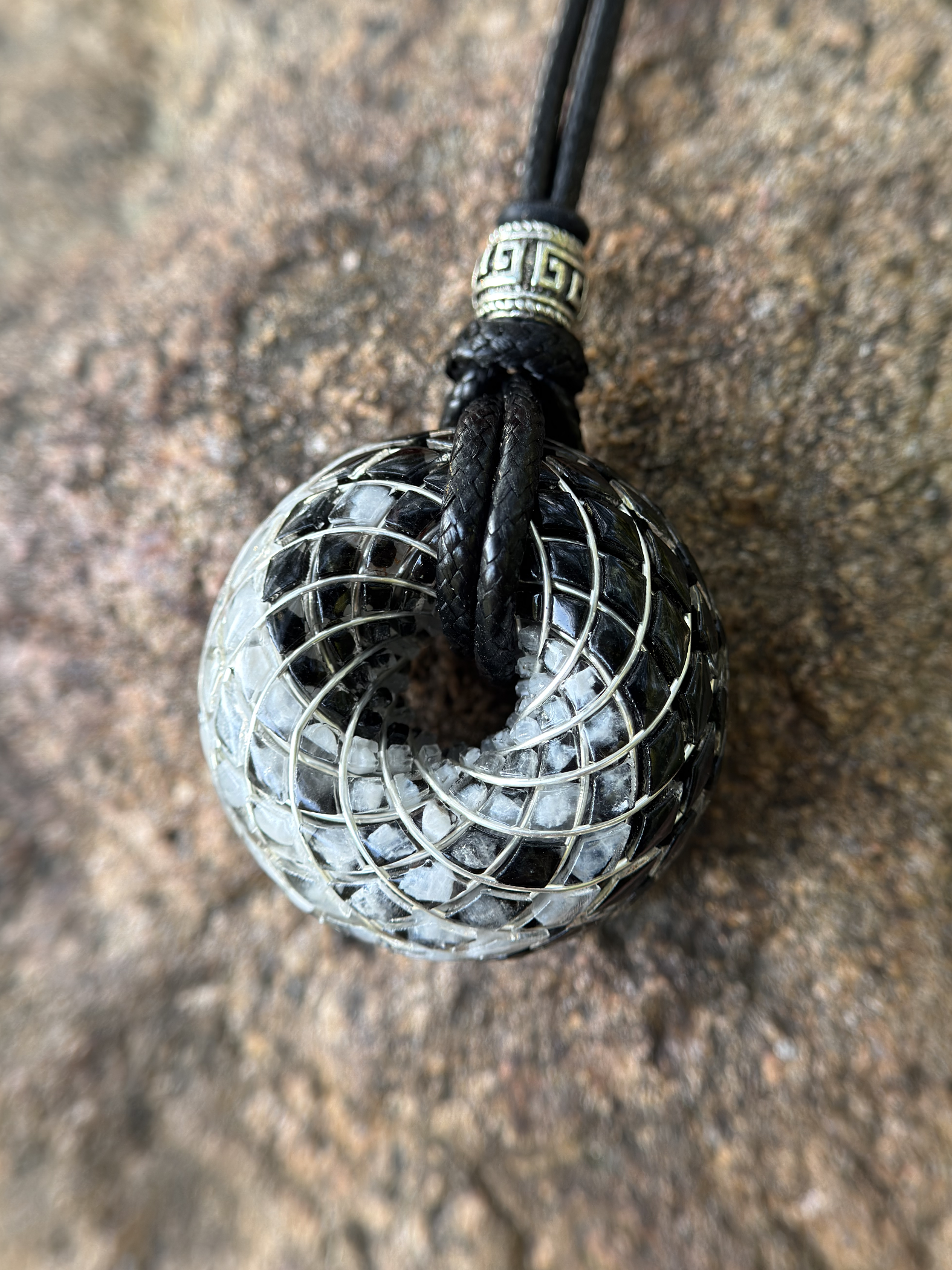 YIN YANG TaiChi Torus Crystal Pendant Necklace Opal Sacred Geometry Orgone Jewelry Spiritual Meditation Gift
