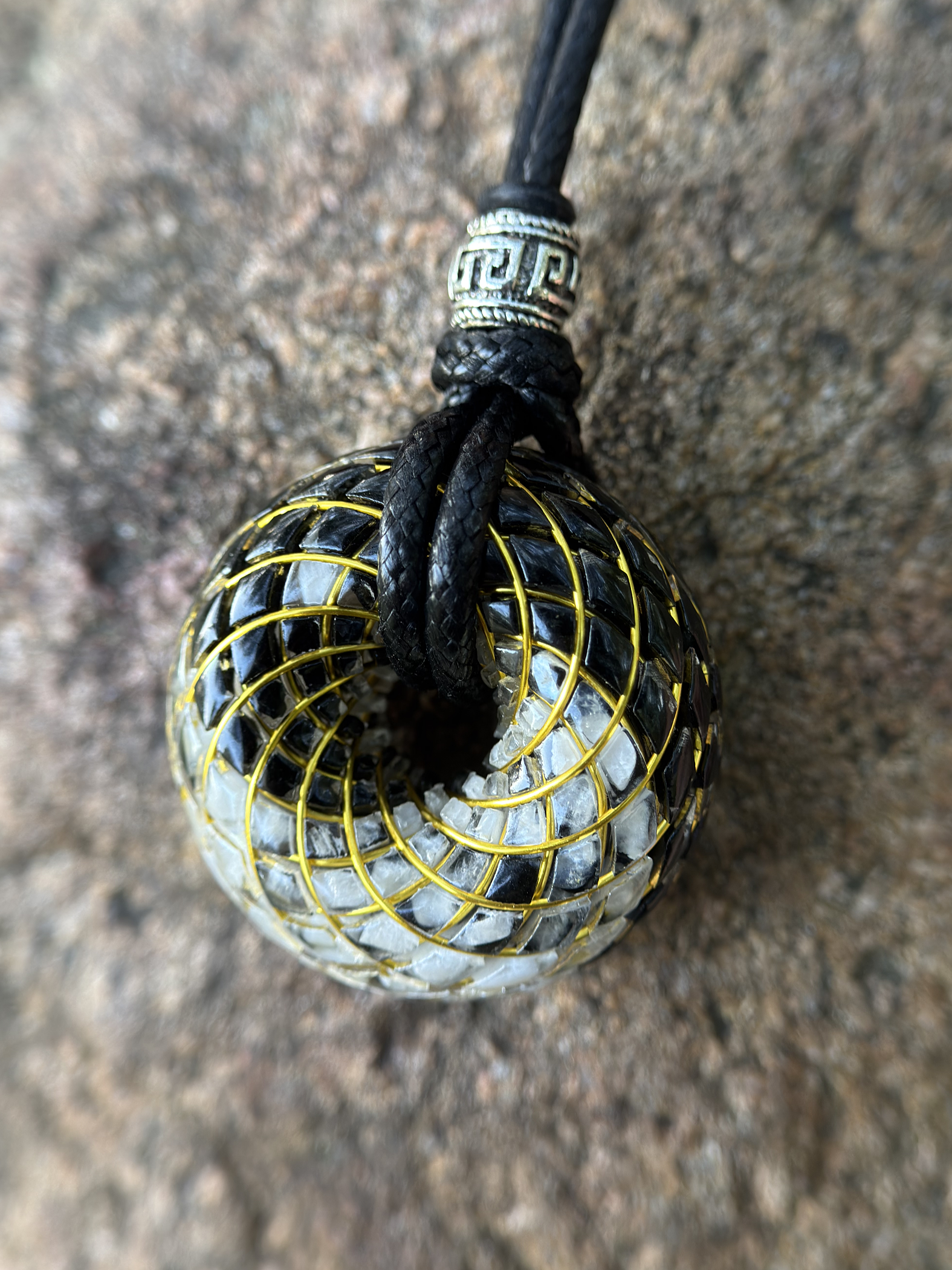 YIN YANG TaiChi Torus Crystal Pendant Necklace Opal Sacred Geometry Orgone Jewelry Spiritual Meditation Gift