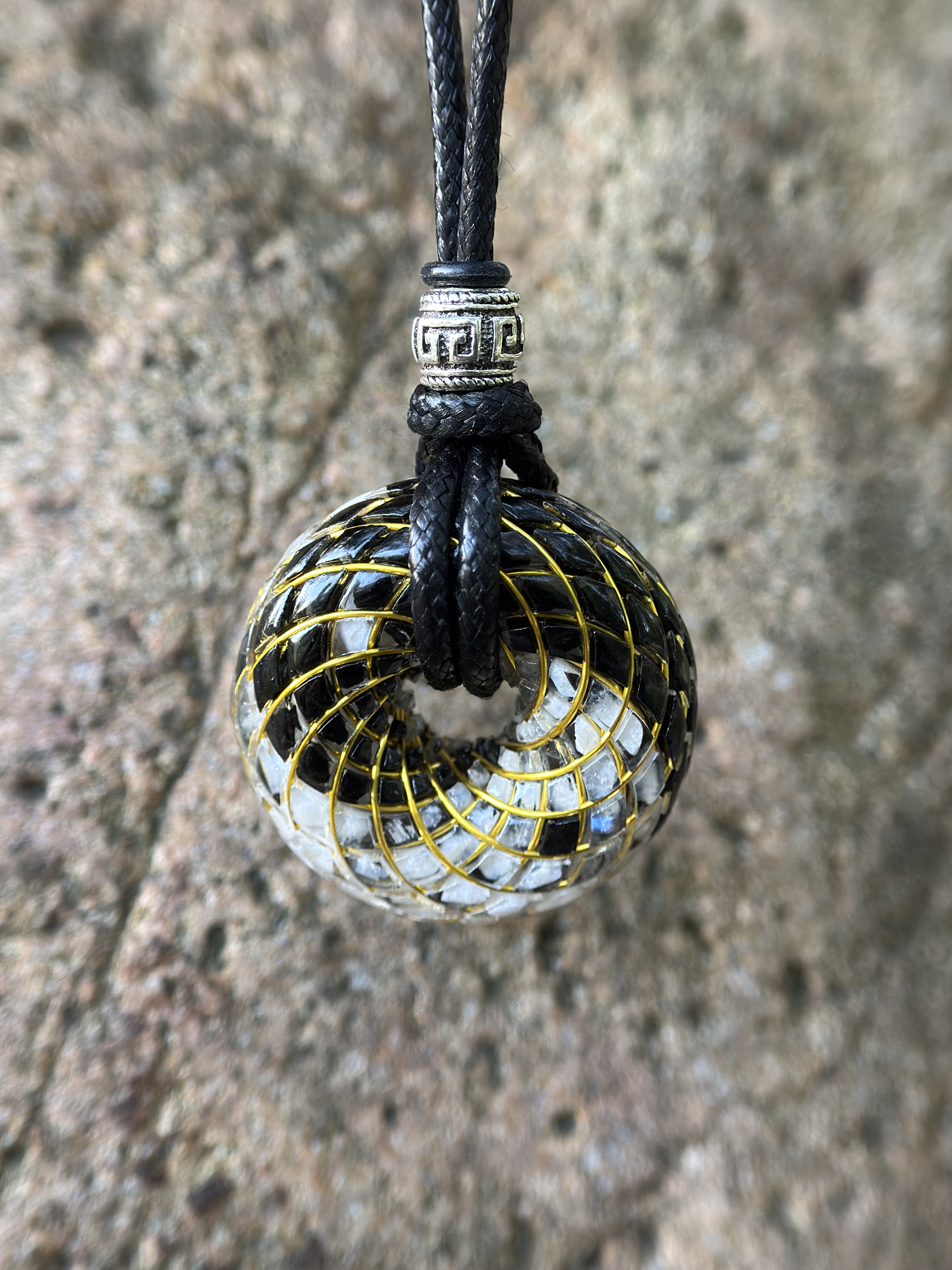 YIN YANG TaiChi Torus Crystal Pendant Necklace Opal Sacred Geometry Orgone Jewelry Spiritual Meditation Gift