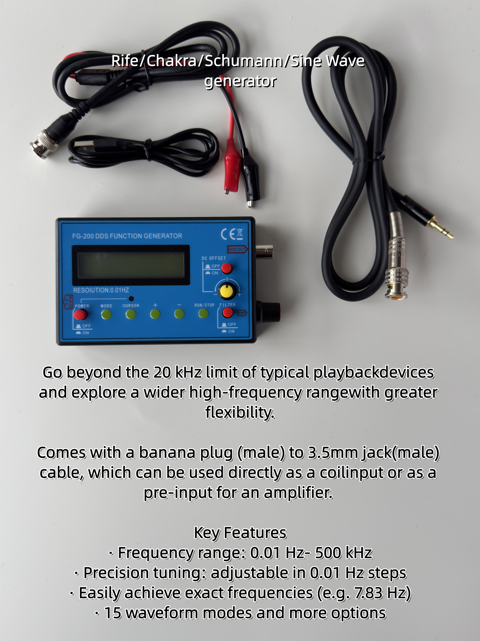 Rife/Clark/Schumann/Sine Wave generator High-Precision Frequency Generator