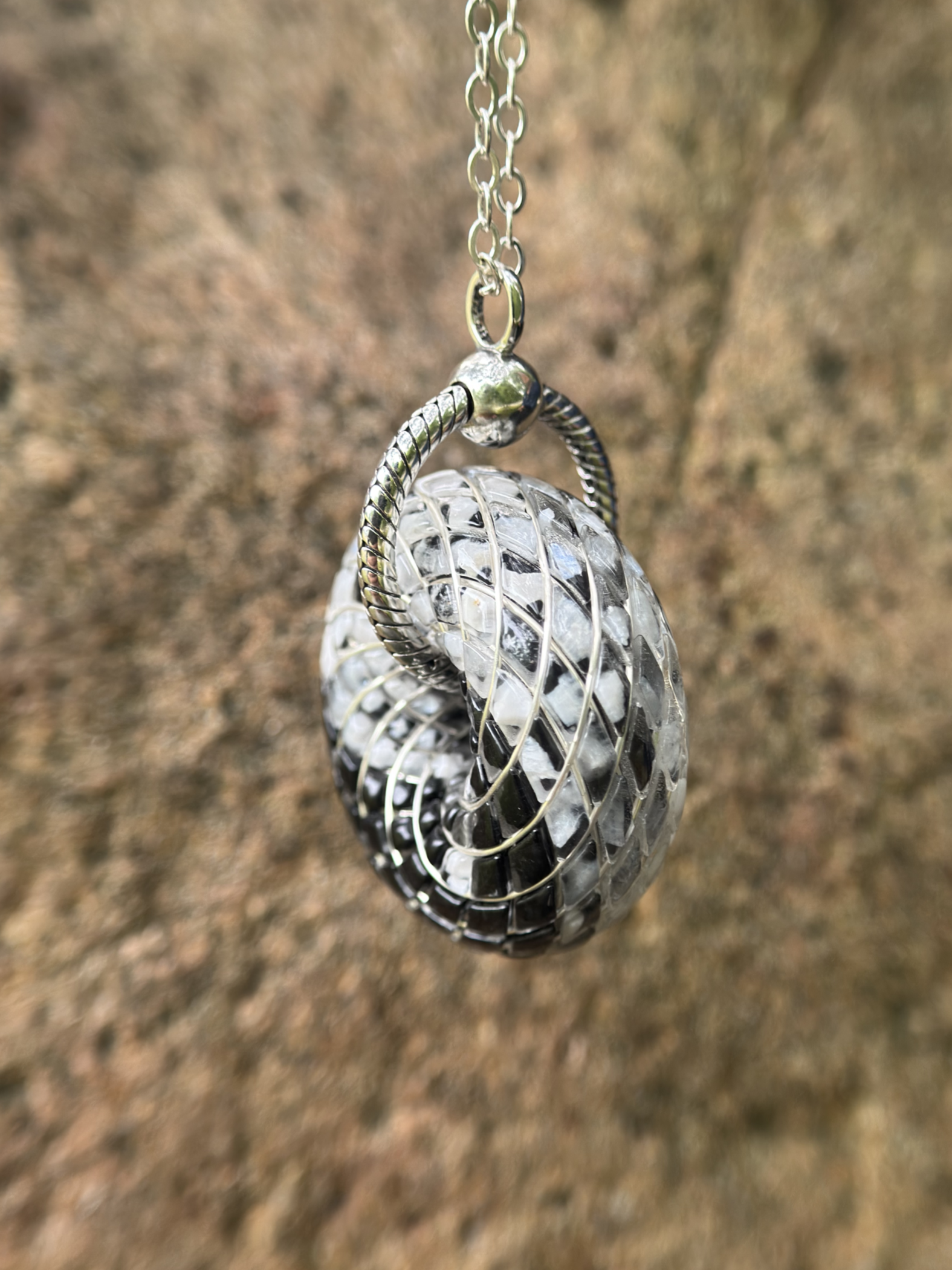 YIN YANG TaiChi Torus Crystal Pendant Necklace Opal Sacred Geometry Orgone Jewelry Spiritual Meditation Gift