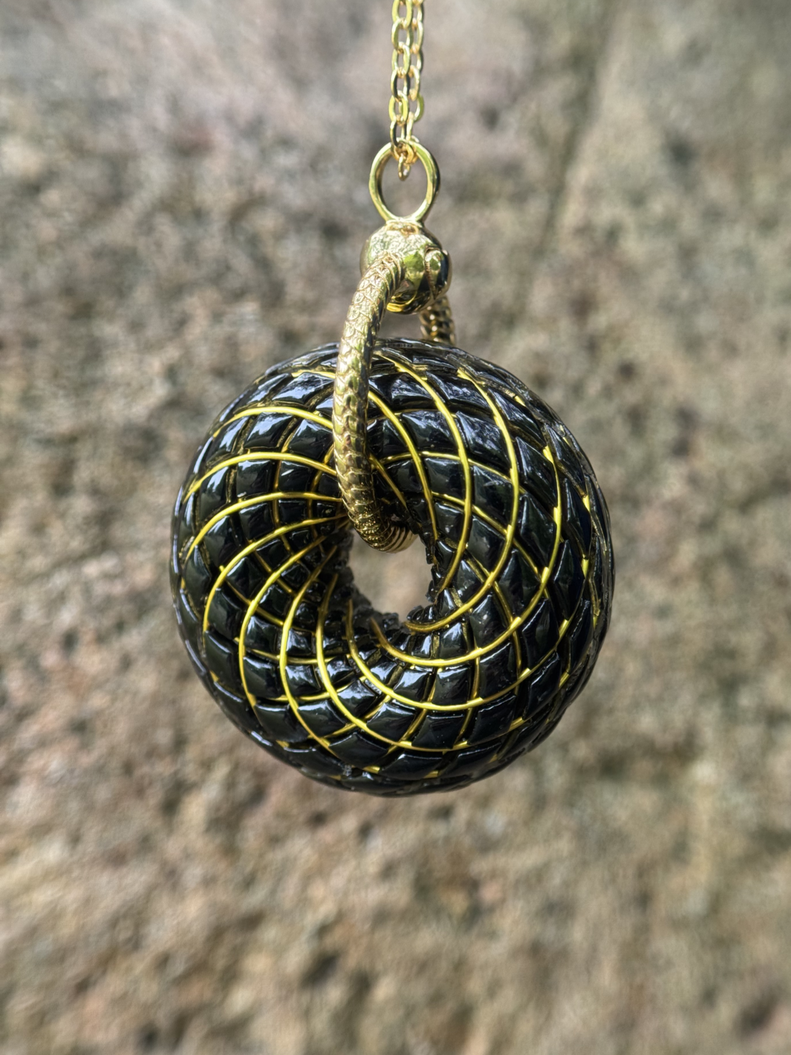 Elite Shungite C60 Torus Rodin Coil Crystal Pendant | Protection Necklace Flower of life