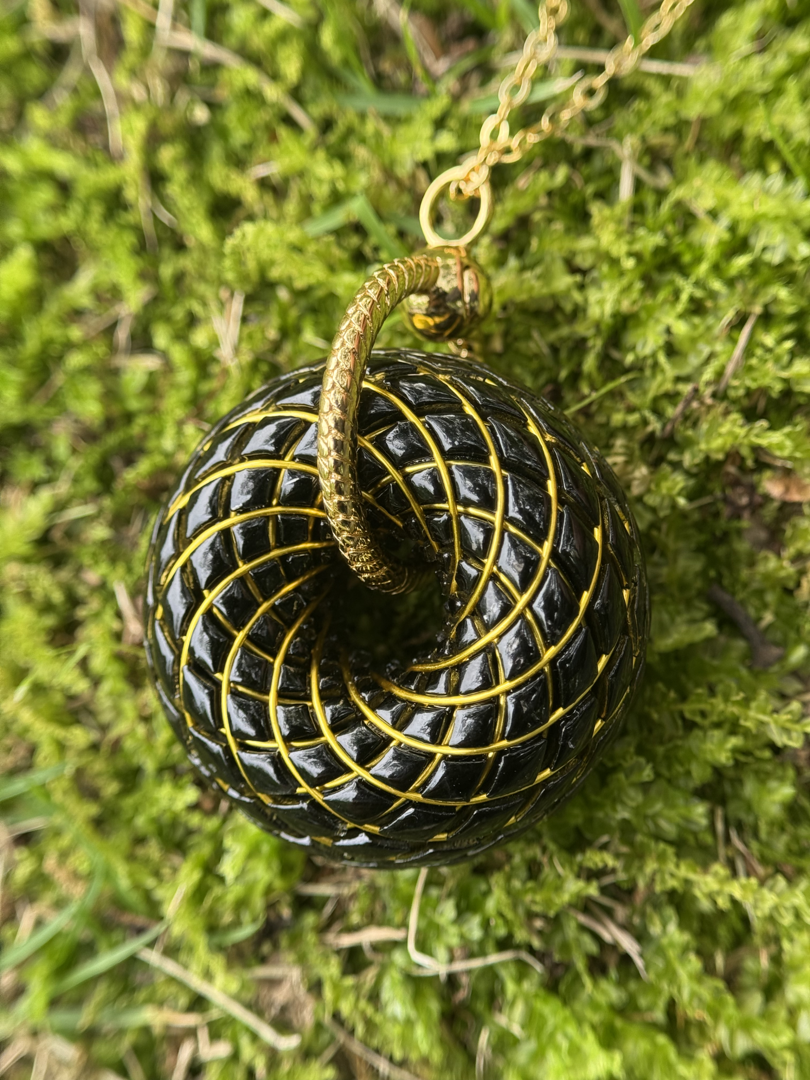 Elite Shungite C60 Torus Rodin Coil Crystal Pendant | Protection Necklace Flower of life