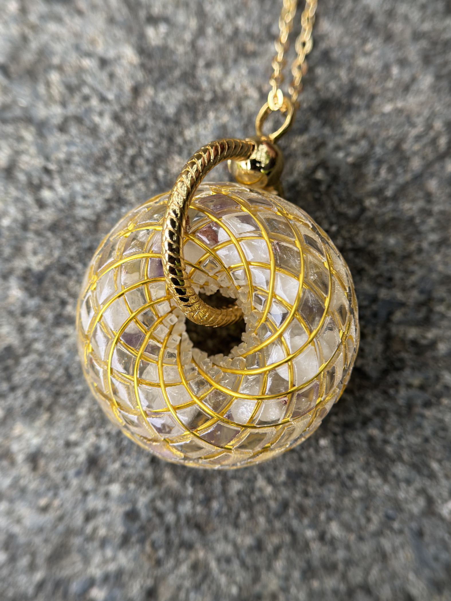 Moonstone & Amethyst Orgonite Torus Rodin Coil Necklace Pendant Chakra Healing Crystal Jewelry Spiritual Gift