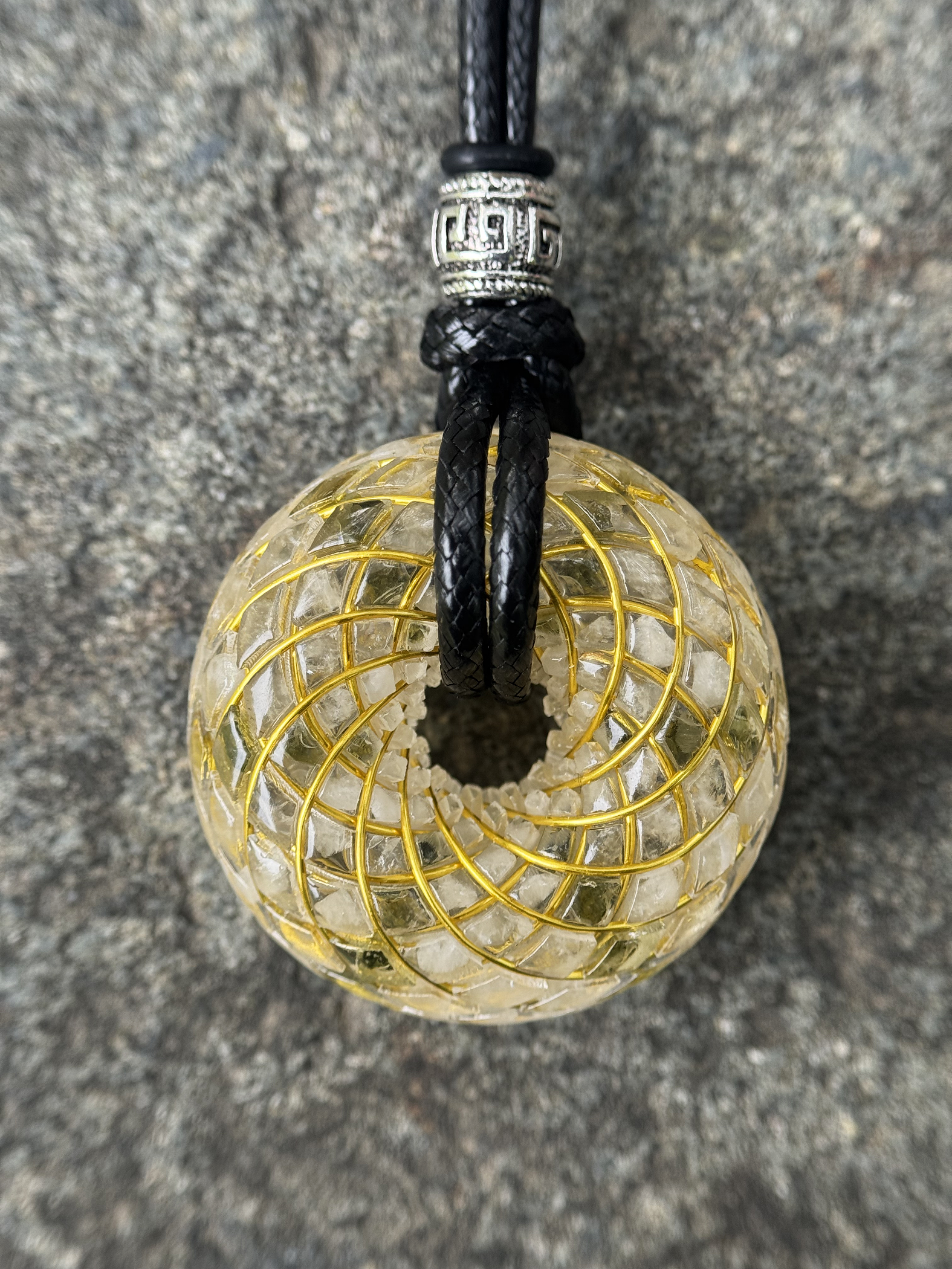 Moldavite Czech Meteorite Torus Rodin Coil Crystal Pendant | Protection Necklace Flower of life