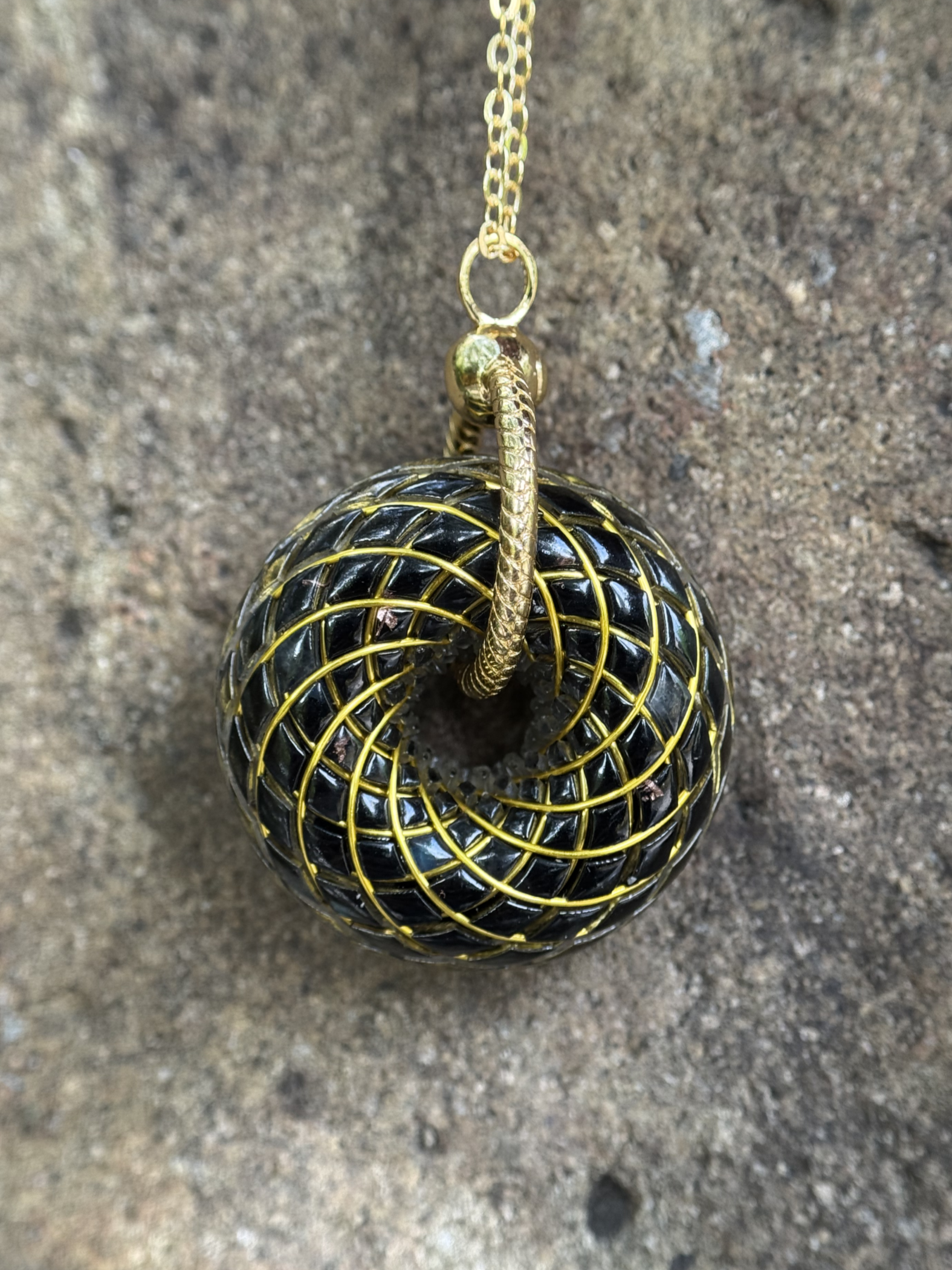 Orgonite Torus Rodin Coil Necklace Pendant Chakra balancing Labradorite Crystal Spiritual Jewelry Gifts