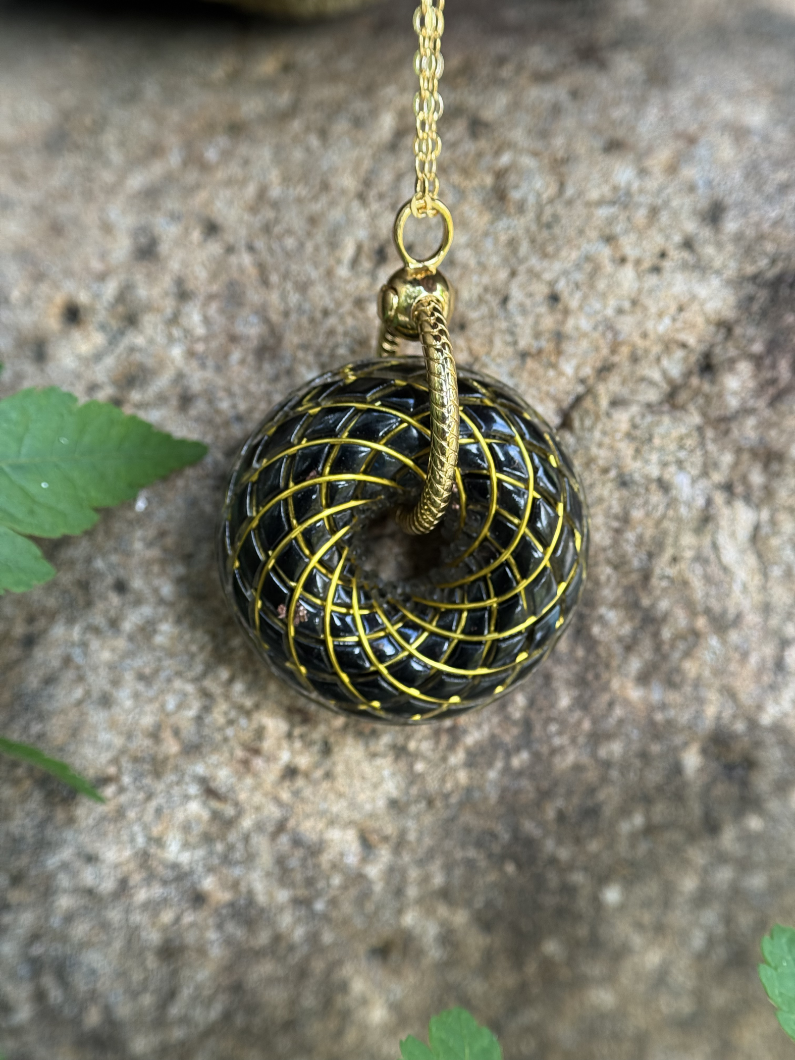 Orgonite Torus Rodin Coil Necklace Pendant Chakra balancing Labradorite Crystal Spiritual Jewelry Gifts