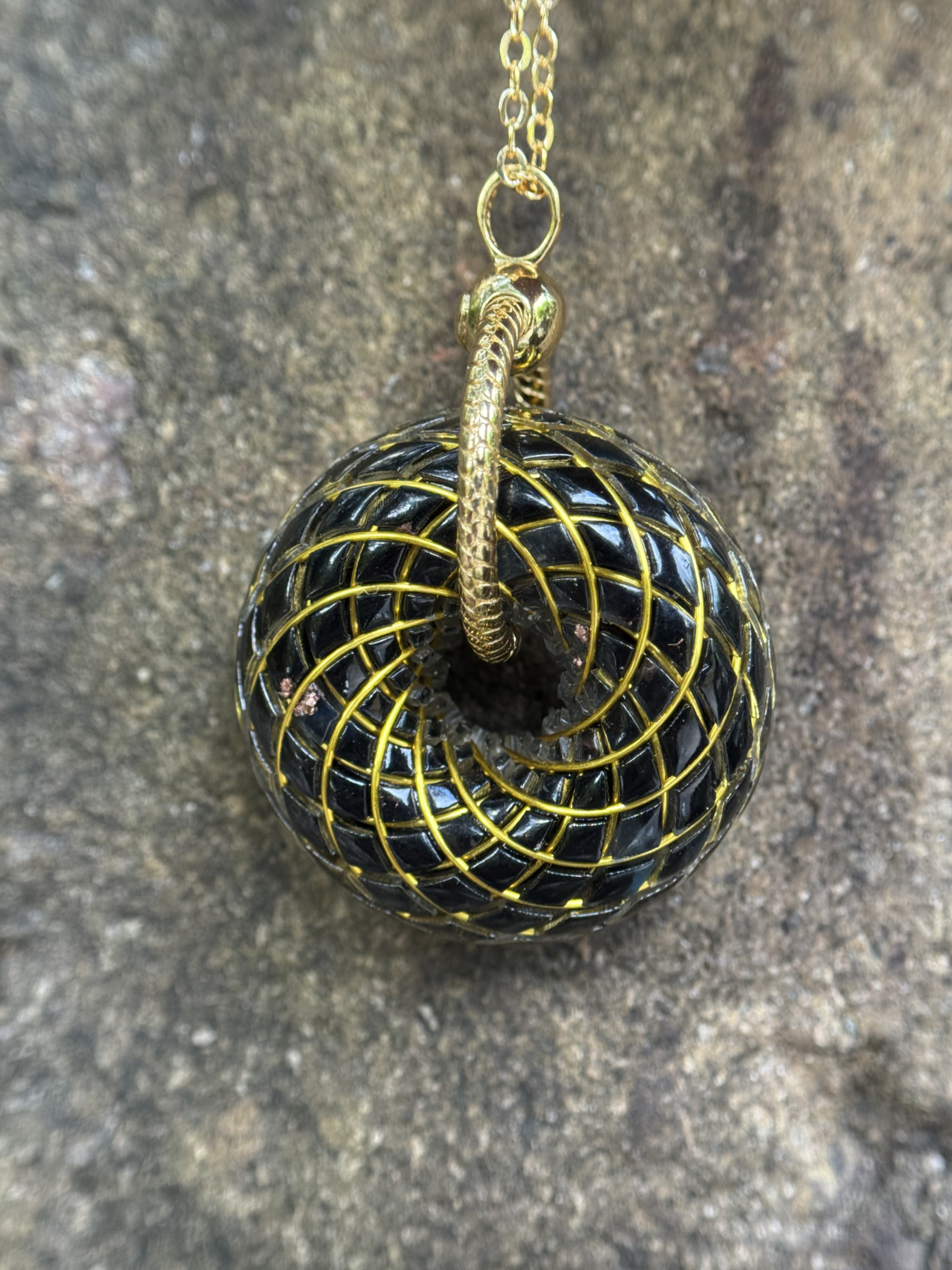 Orgonite Torus Rodin Coil Necklace Pendant Chakra balancing Labradorite Crystal Spiritual Jewelry Gifts