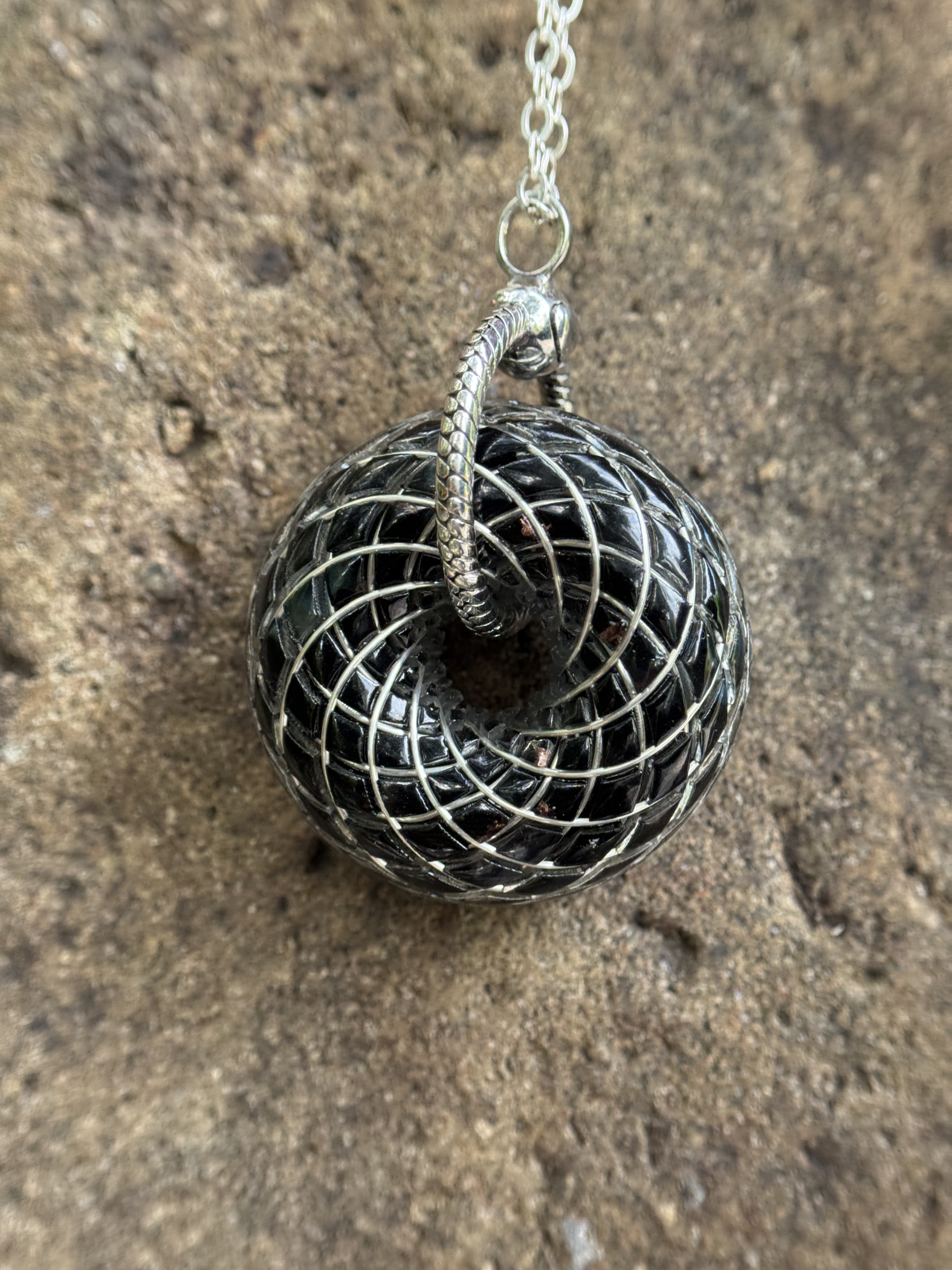 Orgonite Torus Rodin Coil Necklace Pendant Chakra balancing Labradorite Crystal Spiritual Jewelry Gifts