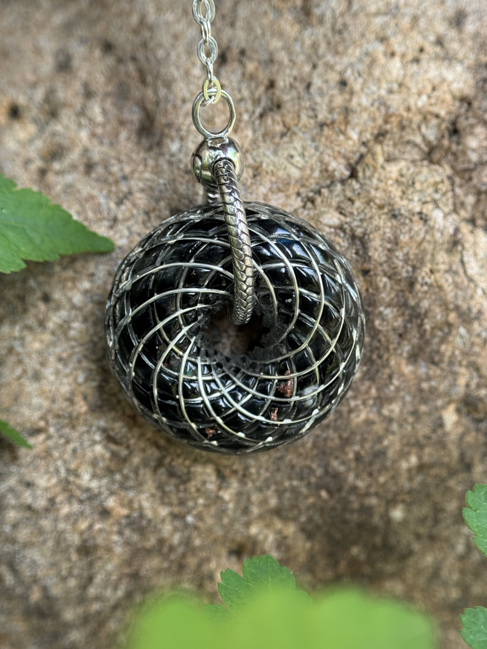 Orgonite Torus Rodin Coil Necklace Pendant Chakra balancing Labradorite Crystal Spiritual Jewelry Gifts