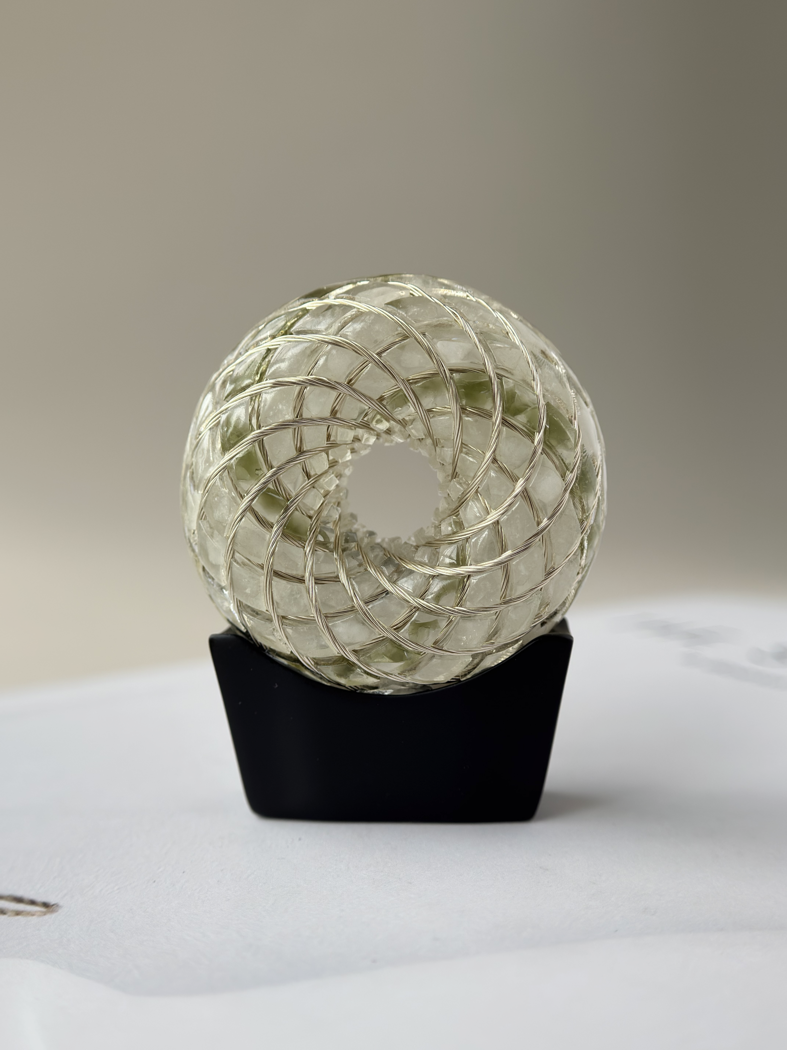 Meteorite Series: Moldavite Glass Meteorite Torus Field - Sacred Geometry Device for Meditation & Balance