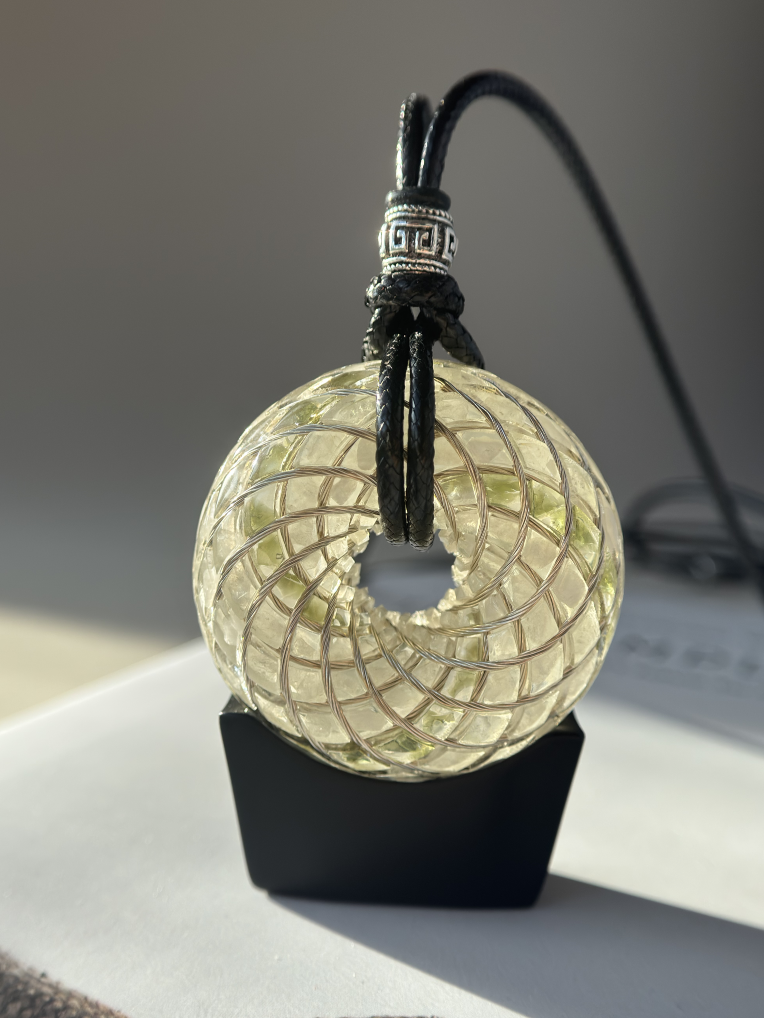 Meteorite Series: Moldavite Glass Meteorite Torus Field - Sacred Geometry Device for Meditation & Balance