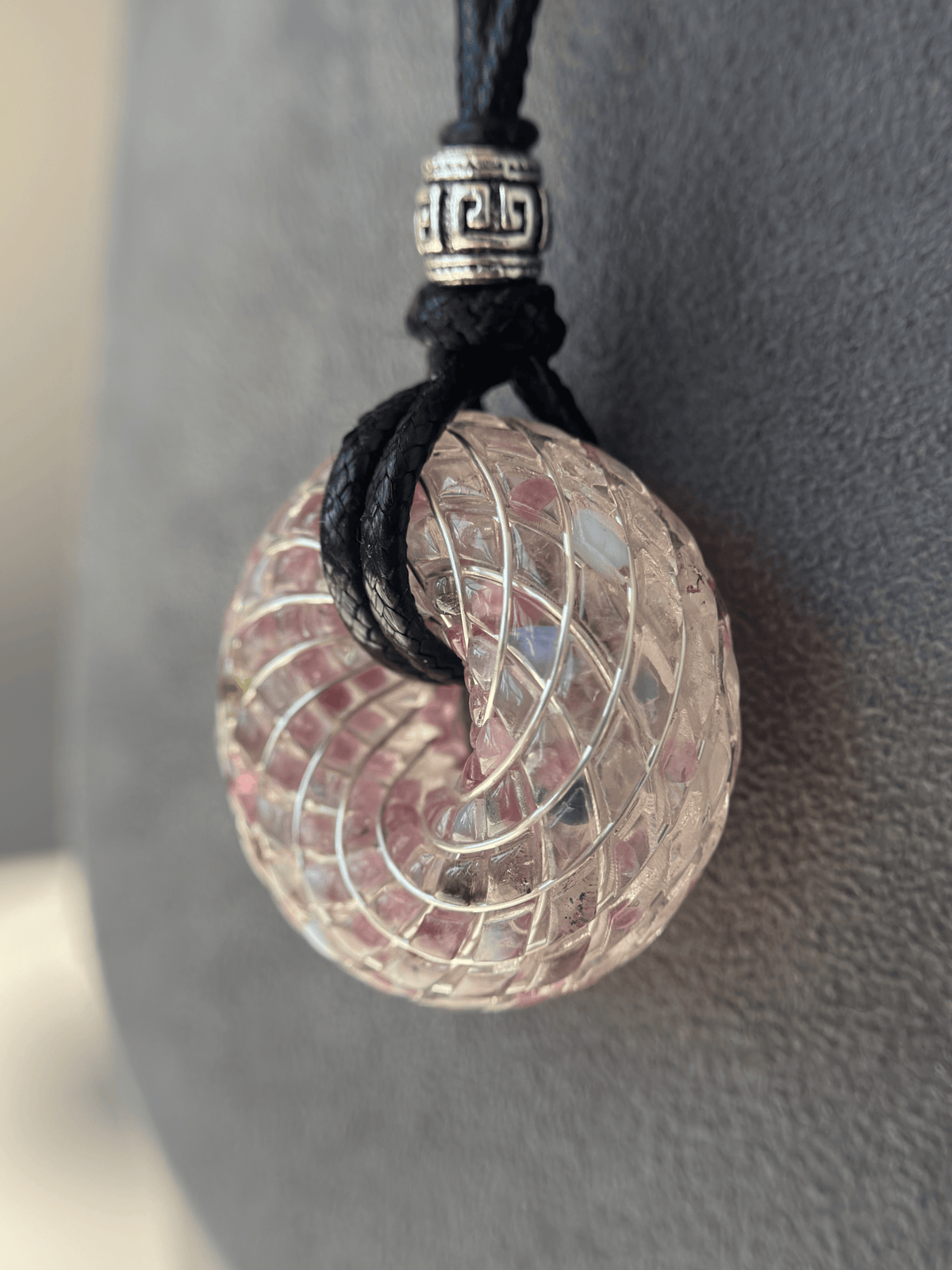 Handmade Rodin Coil Torus Orgonite Pendant Quartz Crystal necklace | Energy Protection and Chakra Balancing