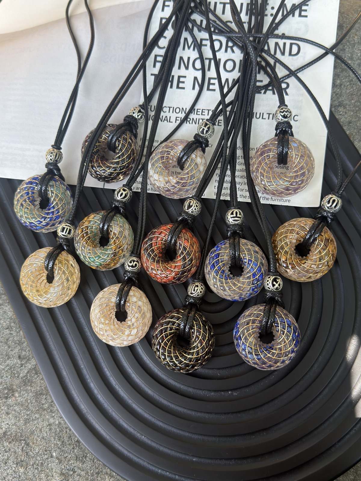 12 Zodiac Signs Torus Rodin Coil Pendant Necklace, Sacred Geometry Spiritual Jewelry Gifts
