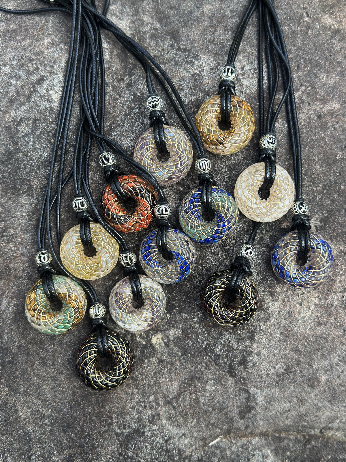 12 Zodiac Signs Torus Rodin Coil Pendant Necklace, Sacred Geometry Spiritual Jewelry Gifts