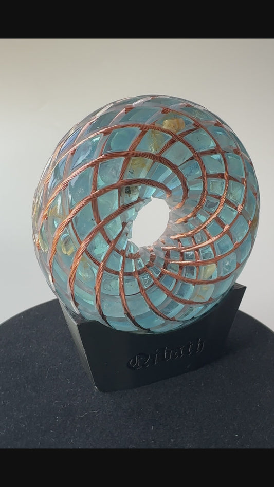 9CM- aquamarine Rodin Coil Torus Orgonite Quartz Crystal