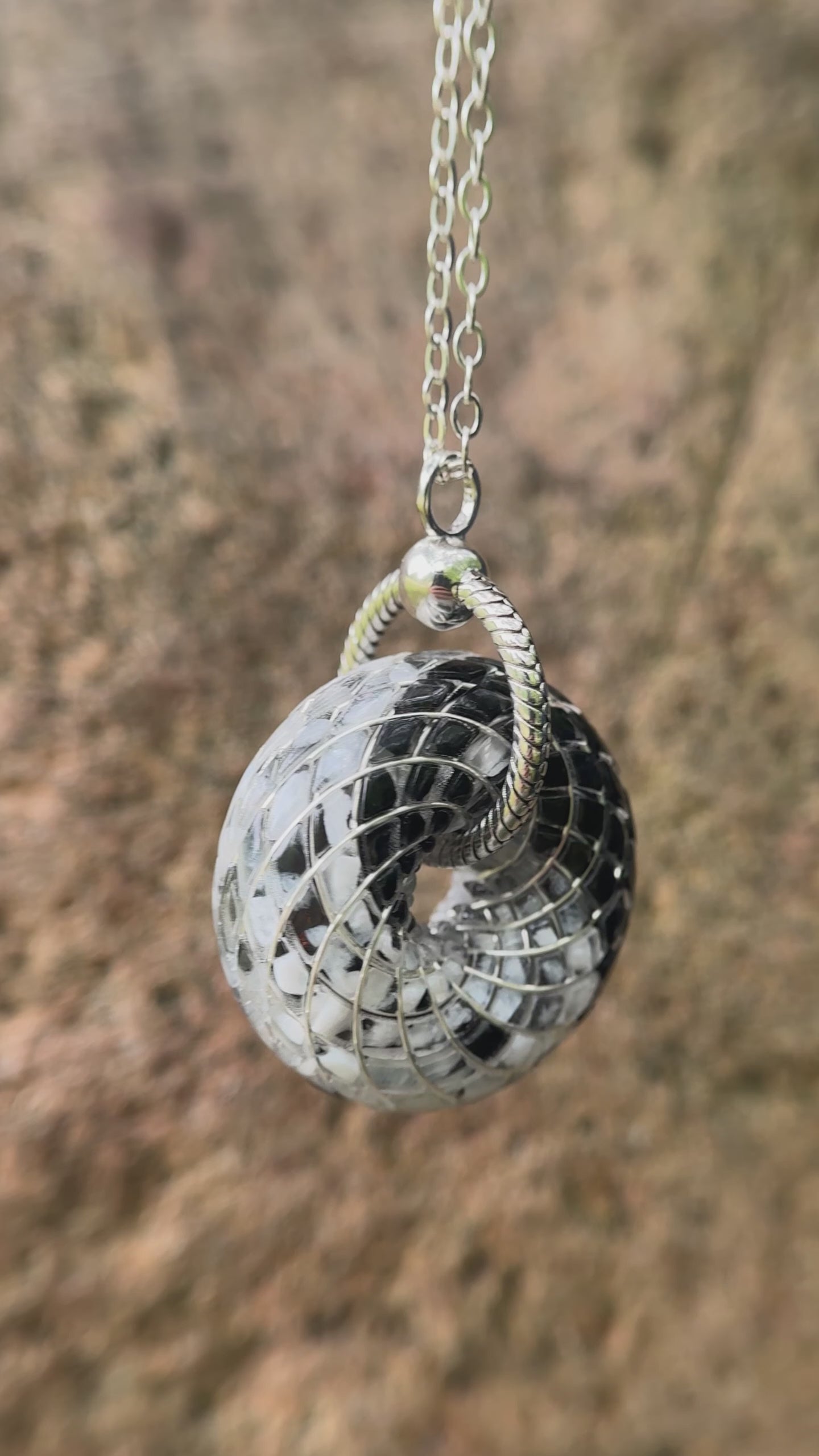 YIN YANG TaiChi Torus Crystal Pendant Necklace Opal Sacred Geometry Orgone Jewelry Spiritual Meditation Gift