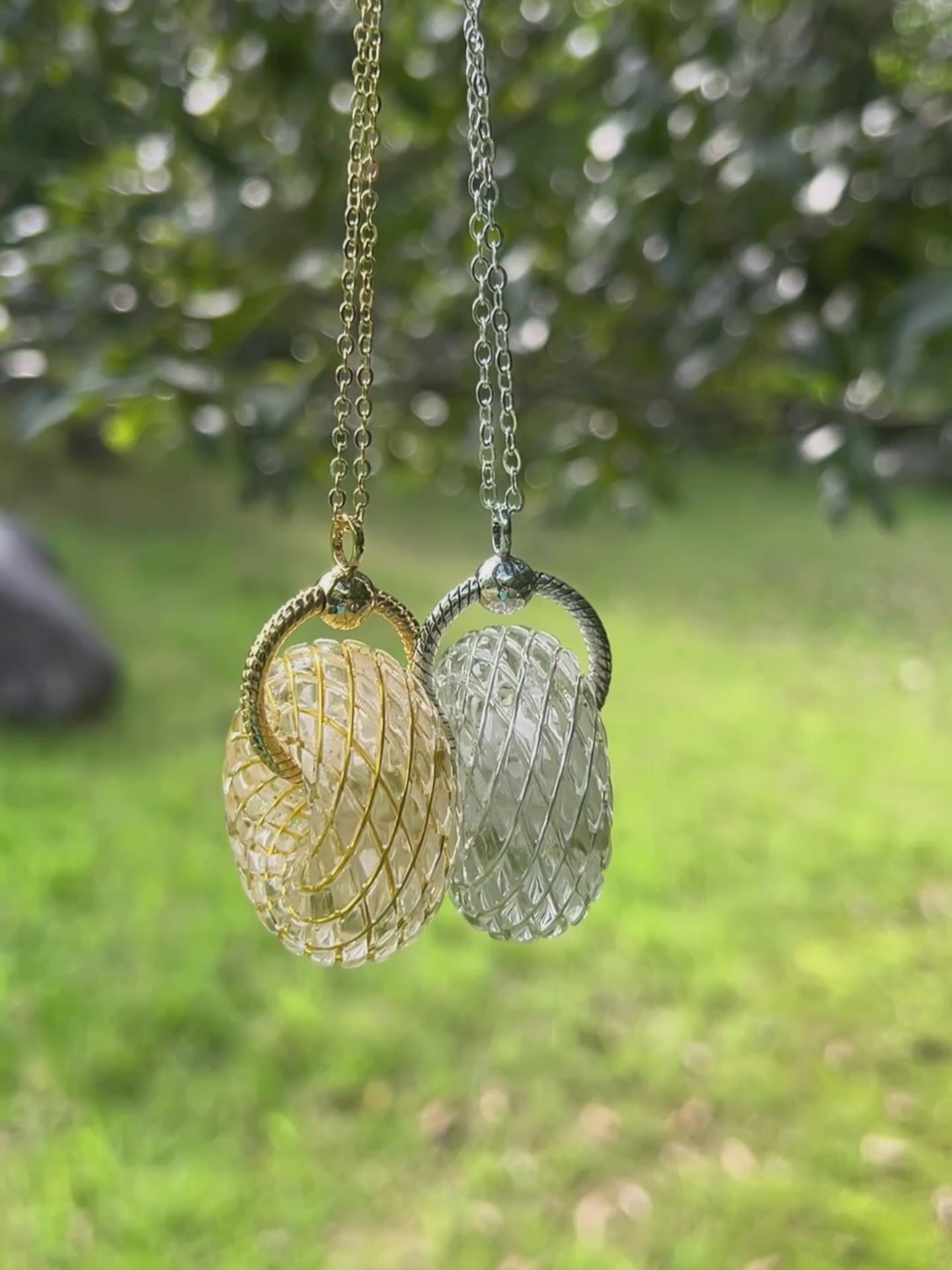 Moldavite Czech Meteorite Torus Rodin Coil Crystal Pendant | Protection Necklace Flower of life