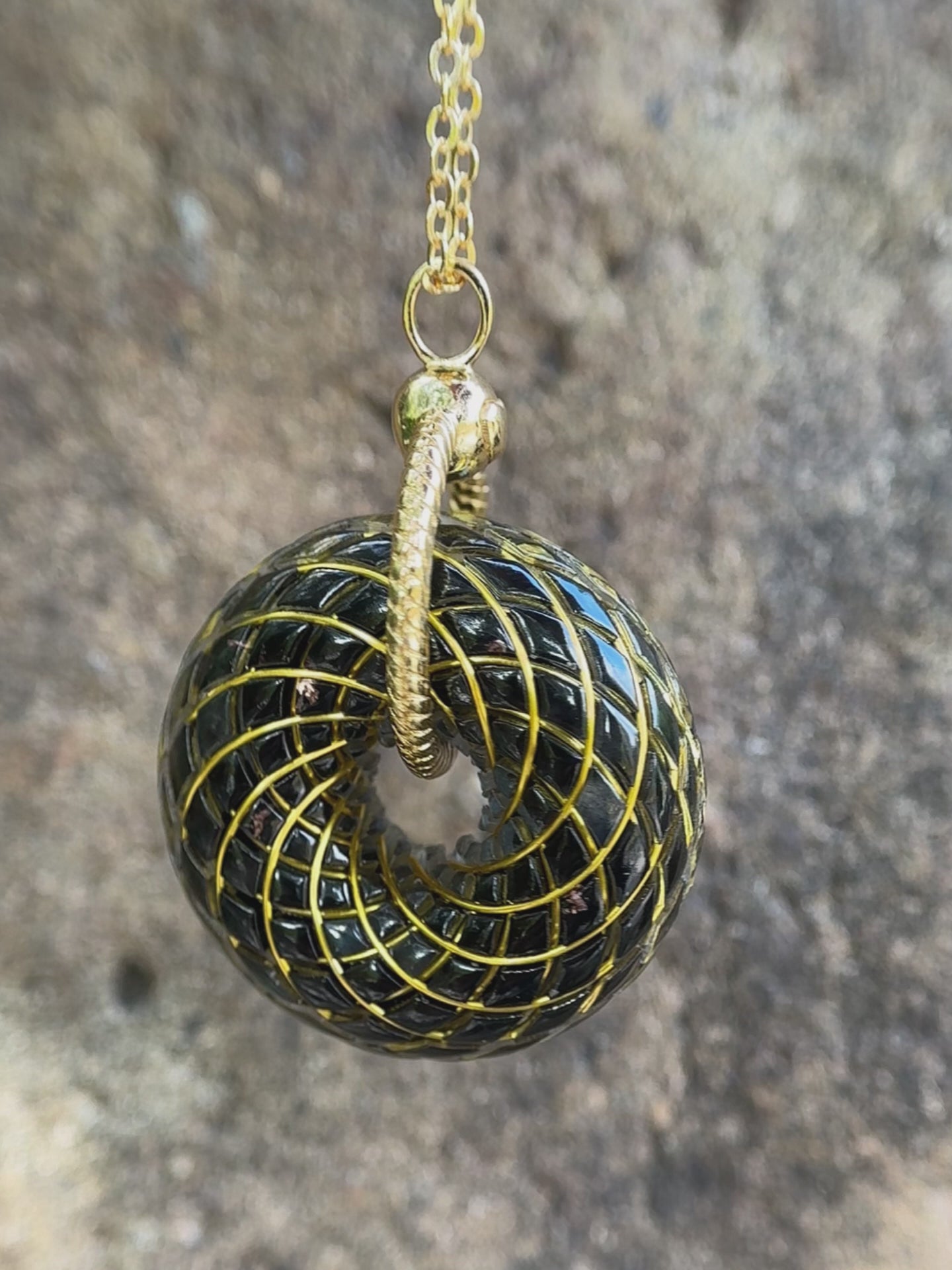 Orgonite Torus Rodin Coil Necklace Pendant Chakra balancing Labradorite Crystal Spiritual Jewelry Gifts