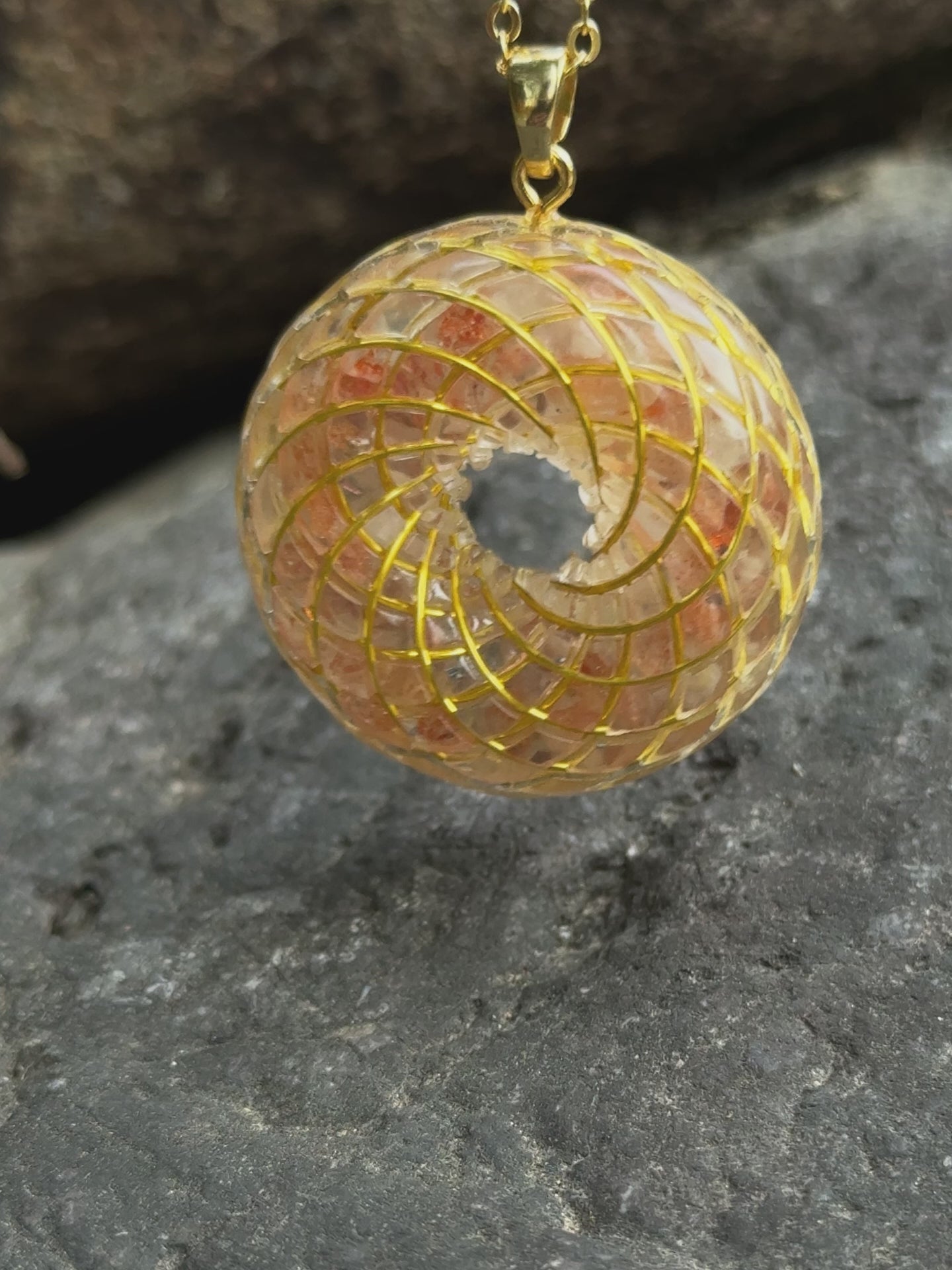 Spiritual gift Rodin Coil Torus Orgonite Pendant Quartz Crystal necklace flower of life