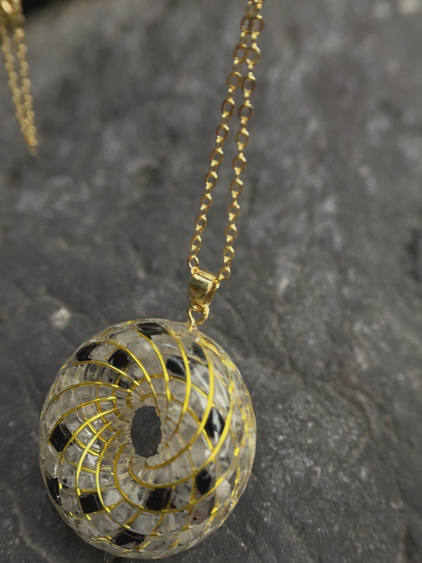 Spiritual gift Rodin Coil Torus Orgonite Pendant Quartz Crystal necklace flower of life