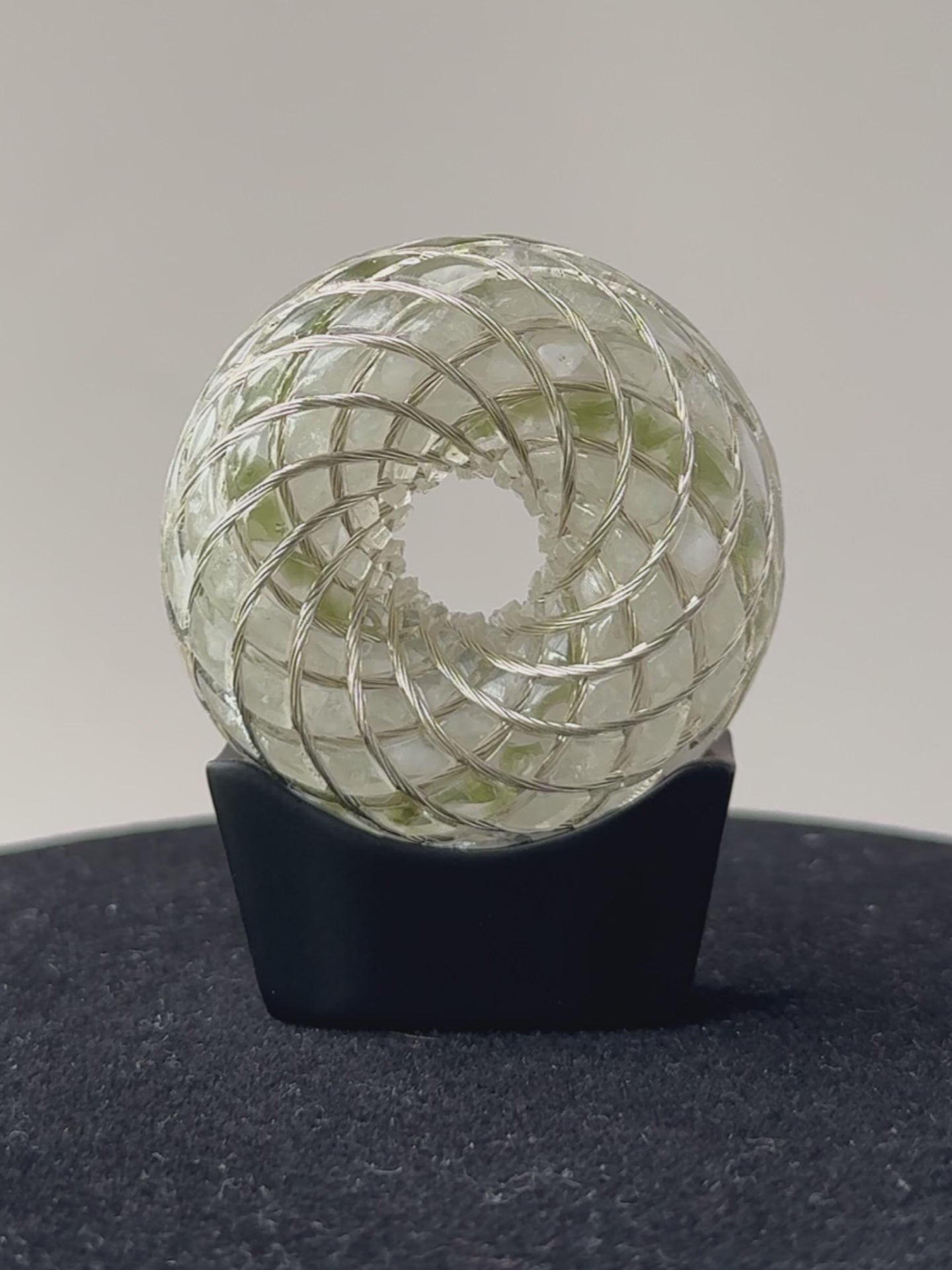 Meteorite Series: Moldavite Glass Meteorite Torus Field - Sacred Geometry Device for Meditation & Balance