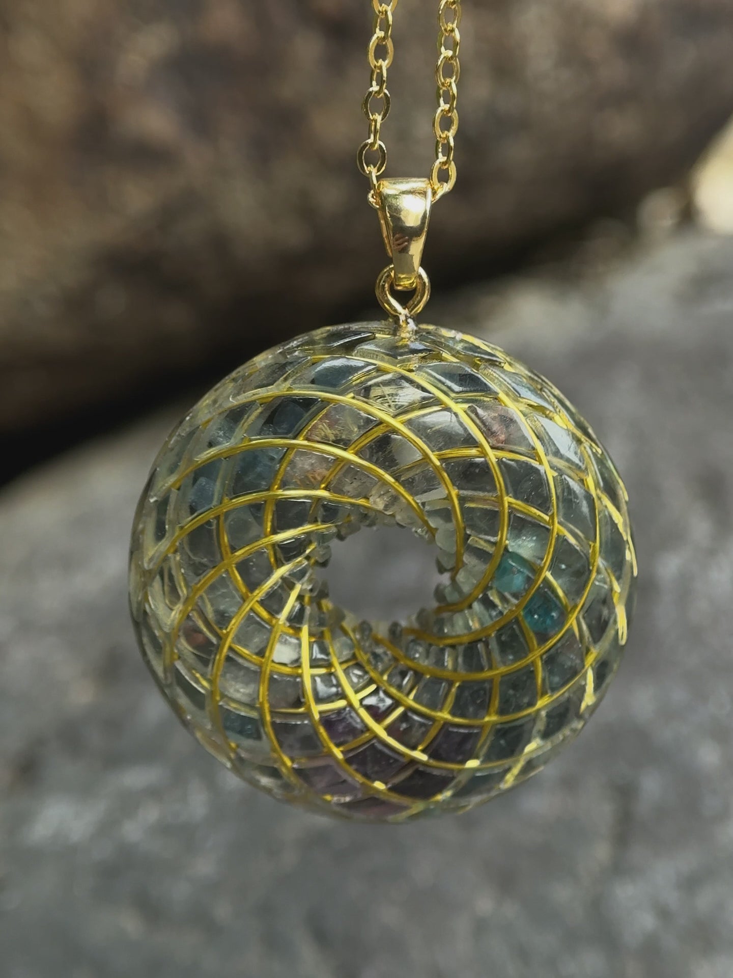 Spiritual gift Rodin Coil Torus Orgonite Pendant Quartz Crystal necklace flower of life