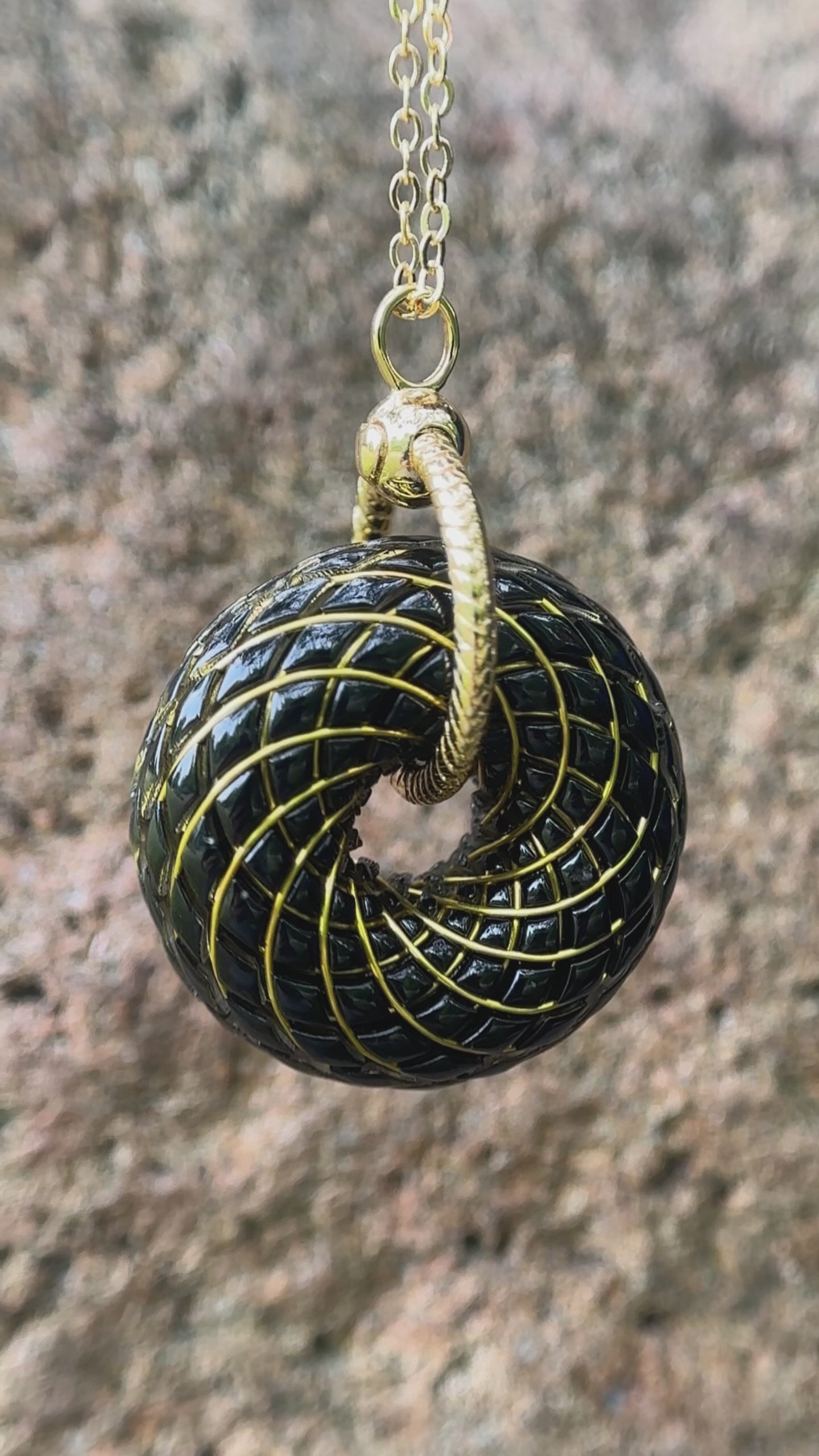 Elite Shungite C60 Torus Rodin Coil Crystal Pendant | Protection Necklace Flower of life